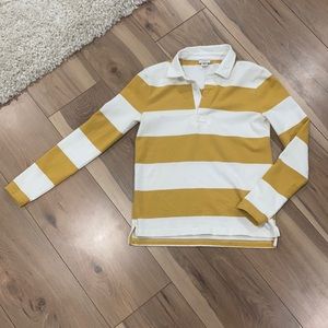 Mustard striped rugby polo